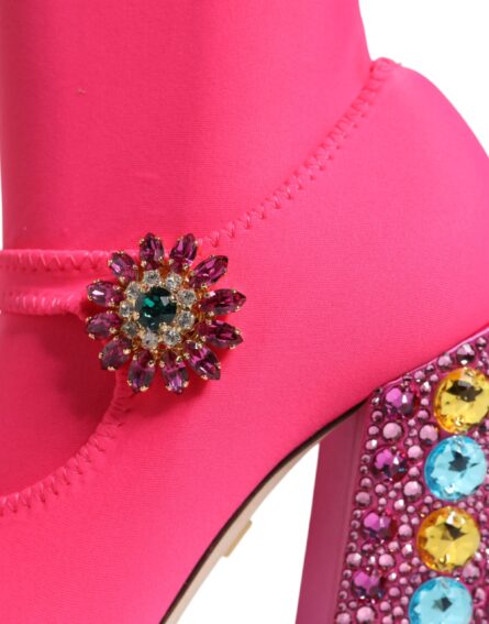 Pink Nylon Crystal Vally High Boots Shoes - Image 5