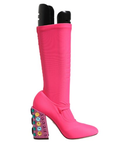 Pink Nylon Crystal Vally High Boots Shoes - Image 8