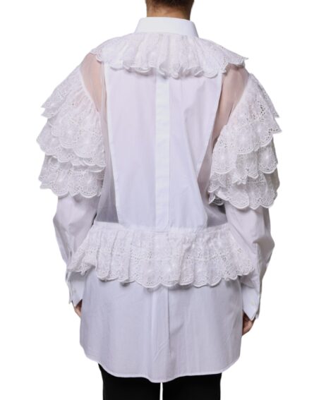 White Cotton Poplin Shirt Dress Blouse Top - Image 3