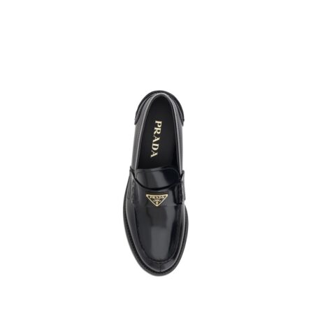 Black Leather Logo Loafers - Image 4