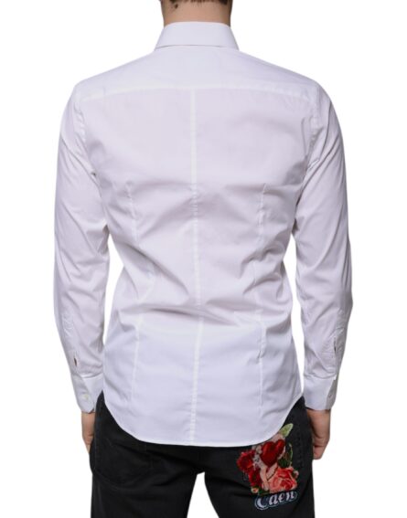 White Cotton Blend Men MARTINI Dress Shirt - Image 4