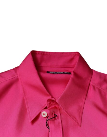 Pink Silk Collared Button Down Men Shirt - Image 7