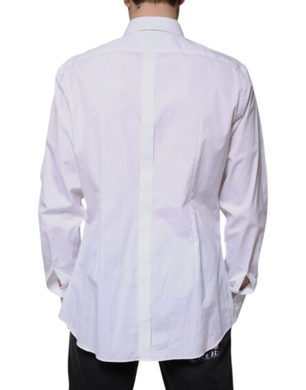 White Bib Cotton Poplin GOLD Formal Shirt - Image 4