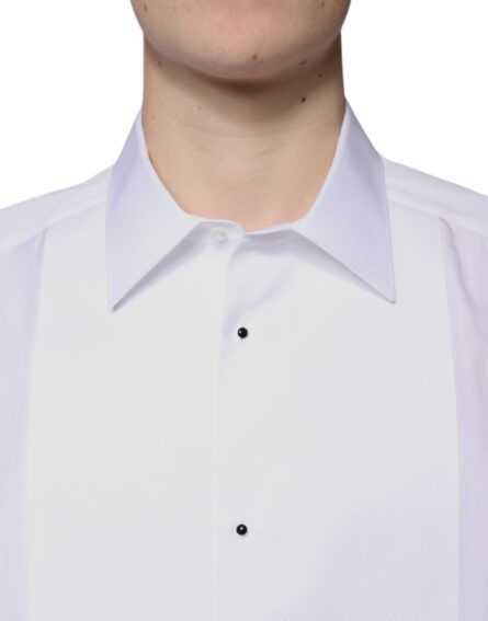 White Bib Cotton Poplin GOLD Formal Shirt - Image 5