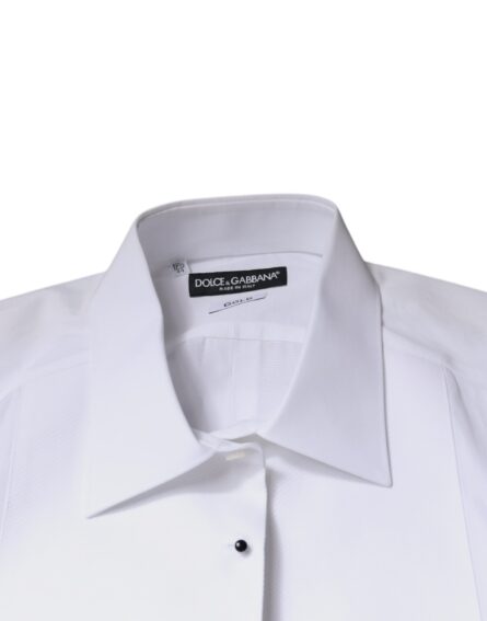 White Bib Cotton Poplin GOLD Formal Shirt - Image 7