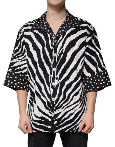 Black White Zebra Button Down Oversize Shirt - Image 2