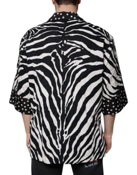 Black White Zebra Button Down Oversize Shirt - Image 4