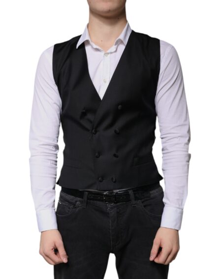 Black Wool Formal Dress Men Waistcoat Vest - Image 2