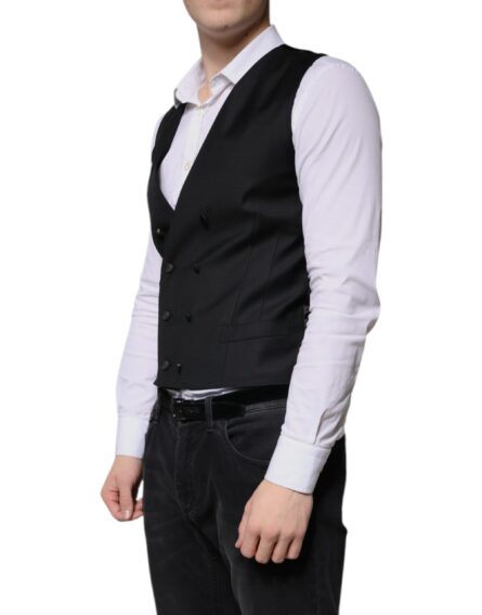 Black Wool Formal Dress Men Waistcoat Vest - Image 3