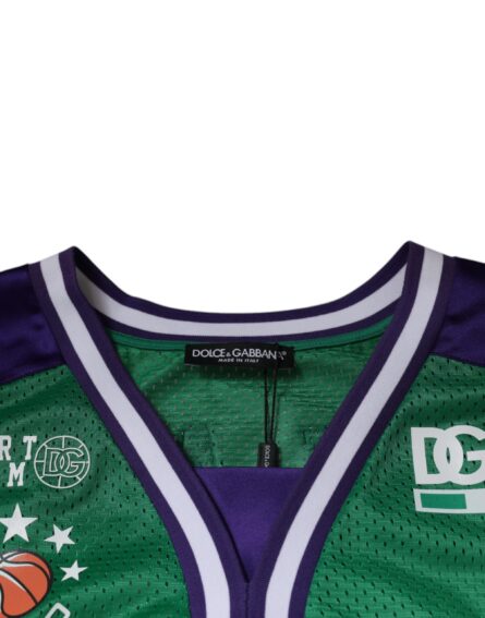 Green Polyester Jersey Sleeveless T-shirt - Image 6