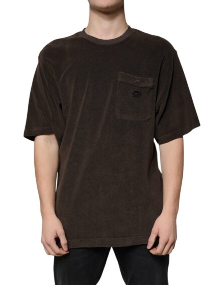 Brown Cotton Crew Neck Short Sleeves T-shirt - Image 2