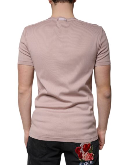 Brown Cotton Short Sleeves Round Neck T-shirt - Image 4