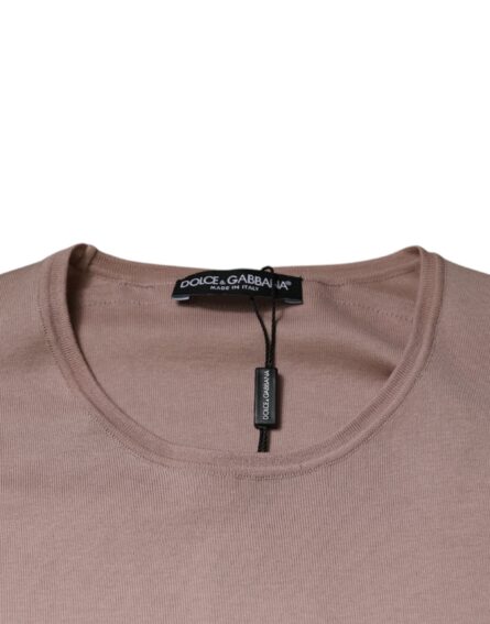 Brown Cotton Short Sleeves Round Neck T-shirt - Image 7