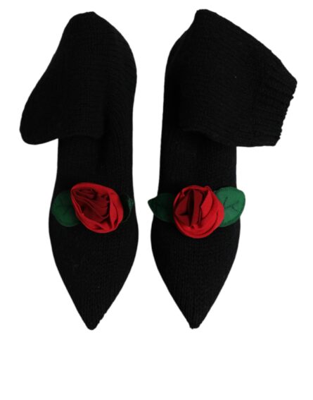 Black Stiletto Heels Mid Calf Boots Shoes - Image 2