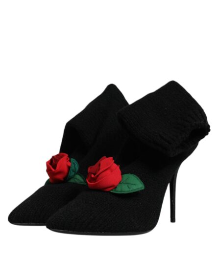 Black Stiletto Heels Mid Calf Boots Shoes - Image 3