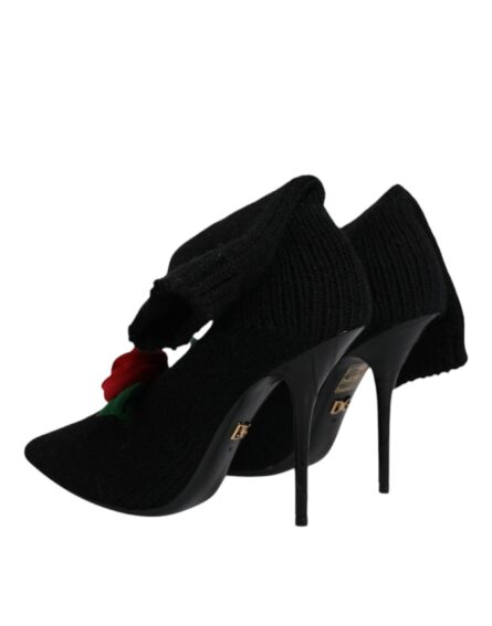 Black Stiletto Heels Mid Calf Boots Shoes - Image 4