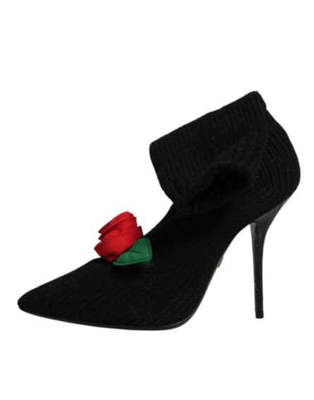 Black Stiletto Heels Mid Calf Boots Shoes - Image 5