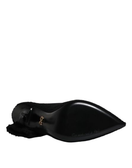Black Stiletto Heels Mid Calf Boots Shoes - Image 8
