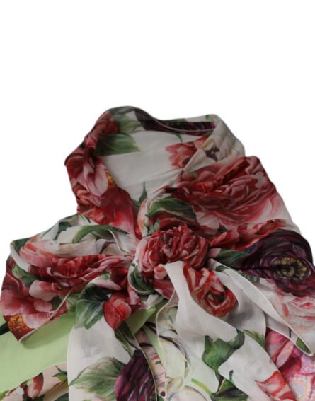 Multicolor Floral Patchwork Ascot Collar Top - Image 7