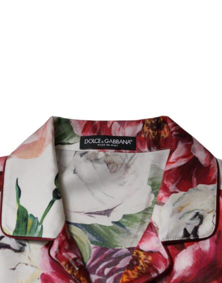 White Peony Silk Long Sleeves Collared Blouse Top - Image 7