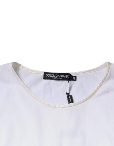 White Cotton Silk Round Neck Wrap Blouse Top - Image 7
