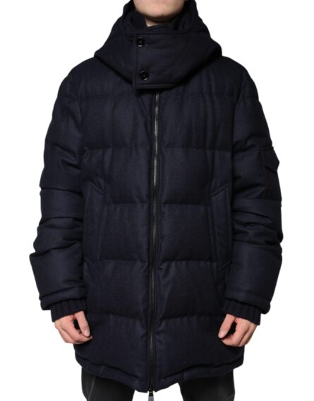 Black Nylon Hooded Puffer Men Coat Jacket - Image 2