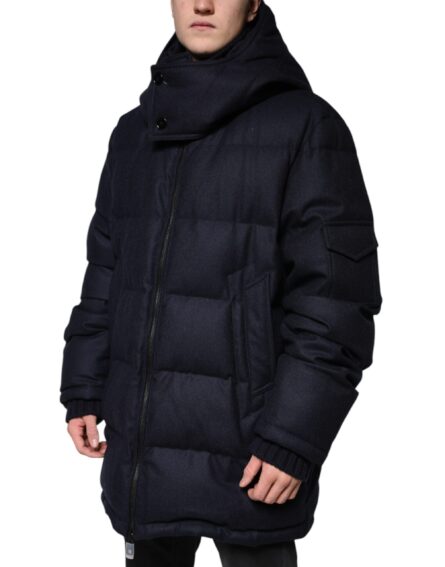 Black Nylon Hooded Puffer Men Coat Jacket - Image 3