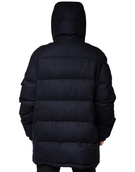 Black Nylon Hooded Puffer Men Coat Jacket - Image 4