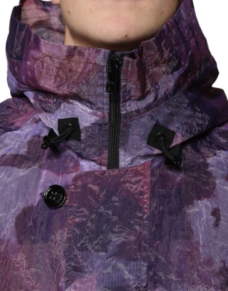 Purple Camouflage Hooded Men Blouson Jacket - Image 5