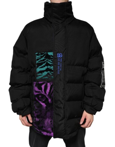 Black Nylon Puffer Men Full Zip Jacket - Image 2