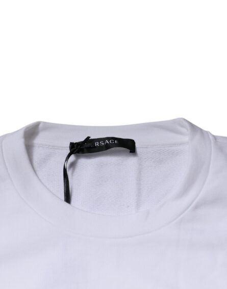 White Medusa Embroidery Crew Neck Pullover Sweater - Image 6