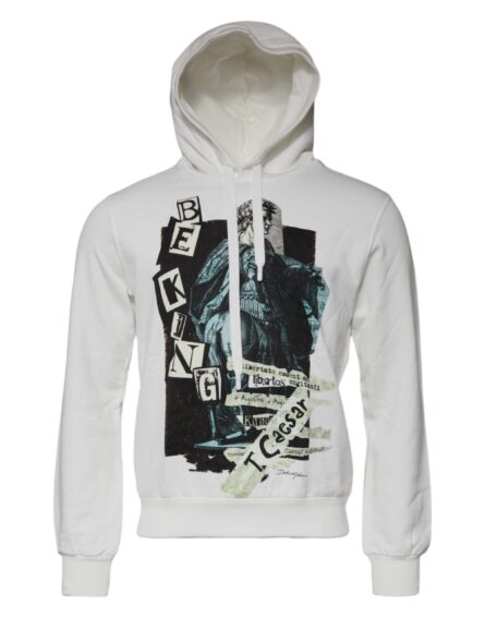 White Caesar Cotton Hooded Pullover Sweater - Image 2