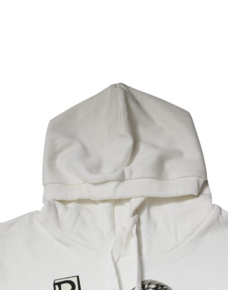 White Caesar Cotton Hooded Pullover Sweater - Image 6