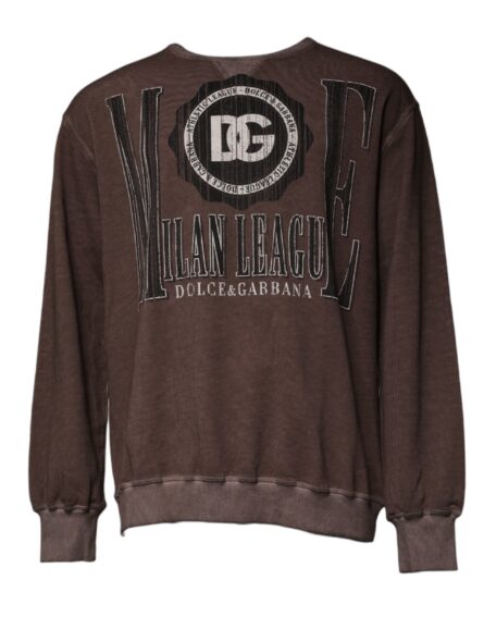 Brown Logo Print Crew Neck Pullover Sweater - Image 2