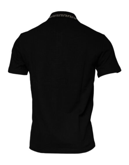 Black Viscose Collared Polo Short Sleeves T-shirt - Image 5