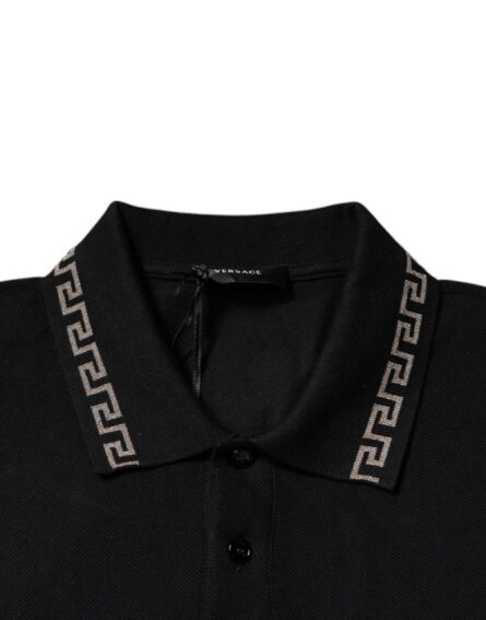 Black Viscose Collared Polo Short Sleeves T-shirt - Image 6
