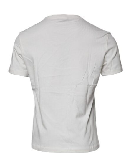 White Medusa Print Cotton Crew Neck T-shirt - Image 5