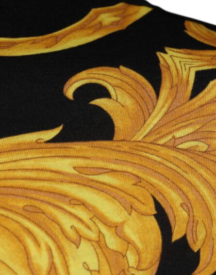 Black Medusa Print Cotton Crew Neck T-shirt - Image 4