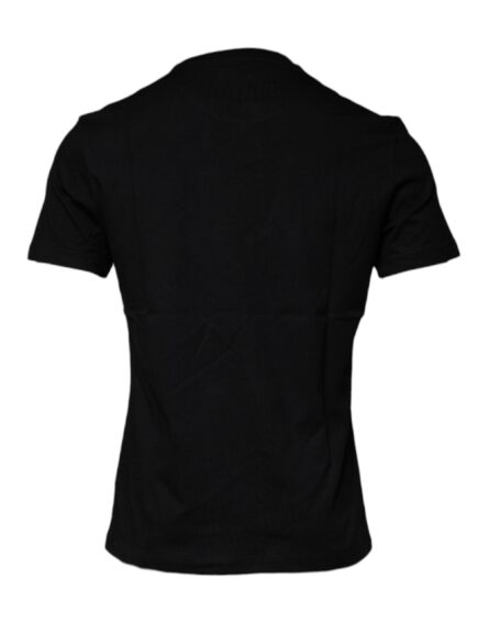 Black Medusa Print Cotton Crew Neck T-shirt - Image 5