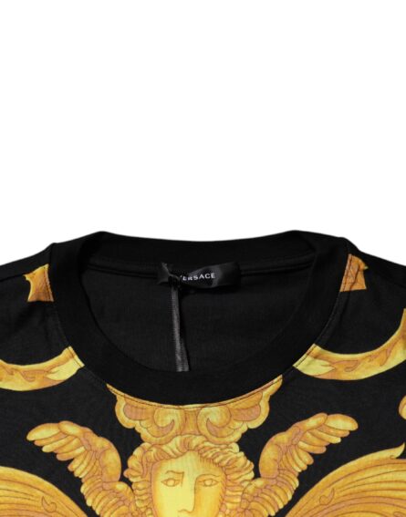 Black Medusa Print Cotton Crew Neck T-shirt - Image 6
