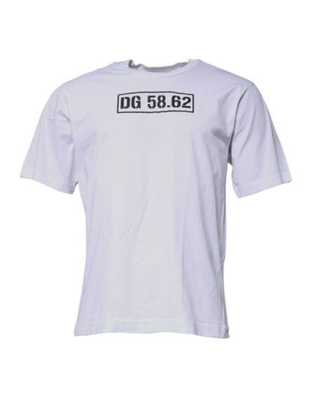 White DG Logo Cotton Crew Neck T-shirt - Image 2