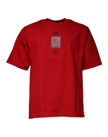 Red DG Eye Cotton Crew Neck T-shirt - Image 2