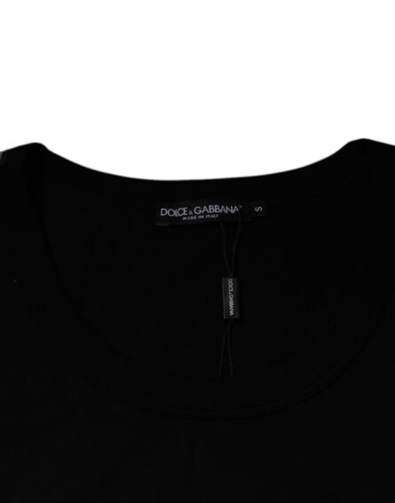 Black Cotton Round Neck Sleeveless T-shirt - Image 5