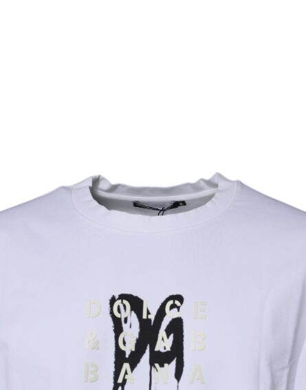White DG Logo Cotton Crew Neck T-shirt - Image 3