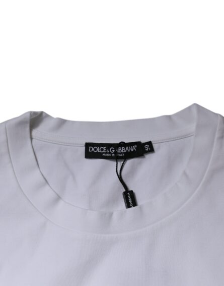 White DG Logo Cotton Crew Neck T-shirt - Image 6