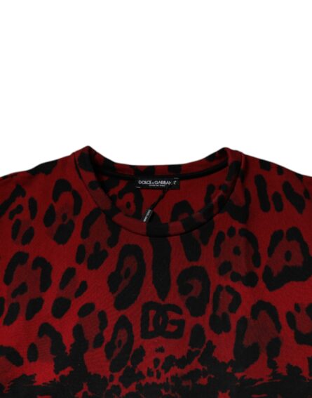 Red Leopard Print Cotton Sleeveless T-shirt - Image 5