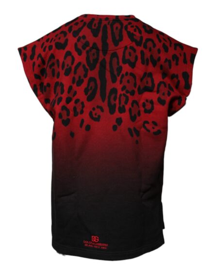 Red Leopard Print Cotton Sleeveless T-shirt - Image 6