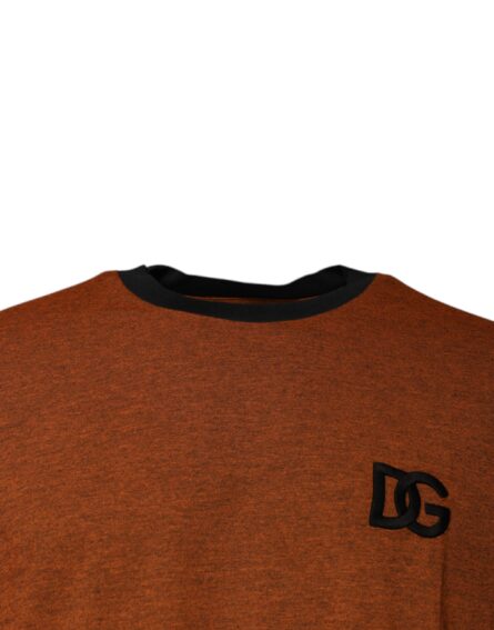 Brown DG Logo Cotton Crew Neck T-shirt - Image 3