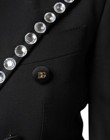 Black Crystal Double Breasted Blazer Jacket - Image 6