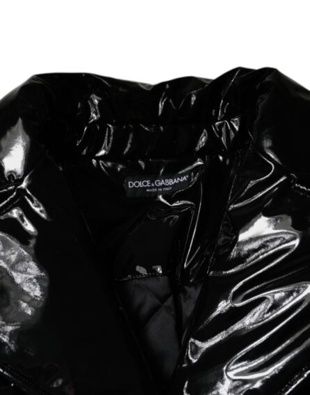 Black Polyester Button Down Blouson Jacket - Image 7